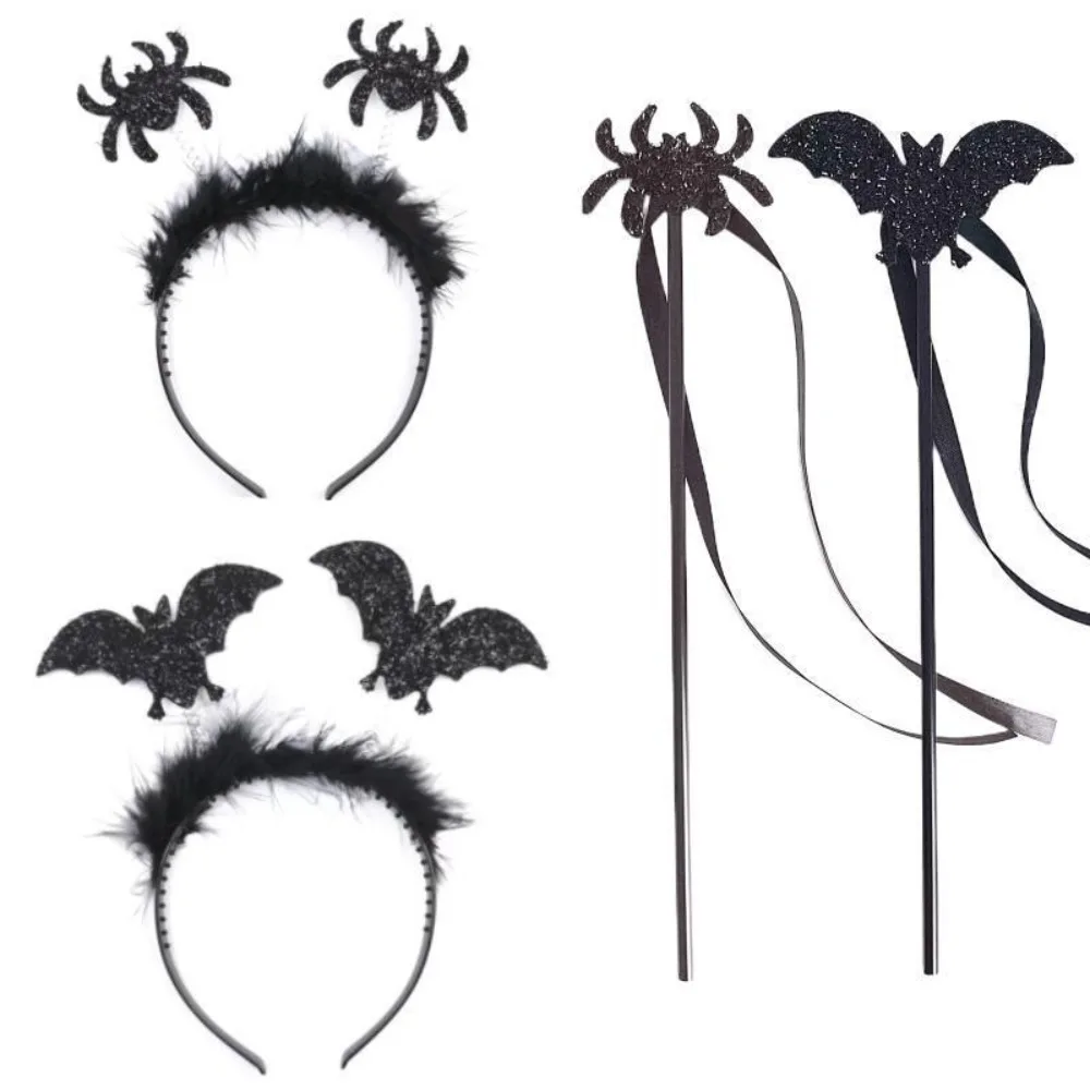 Halloween Bat Magic Wand Set Spider Headband Party Costume Children\'s Holiday Wand Halloween Masquerade Party Cosplay