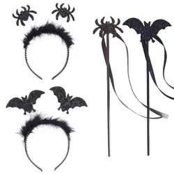 Halloween Bat Magic Wand Set Spider Headband Party Costume Children's Holiday Wand Halloween Masquerade Party Cosplay