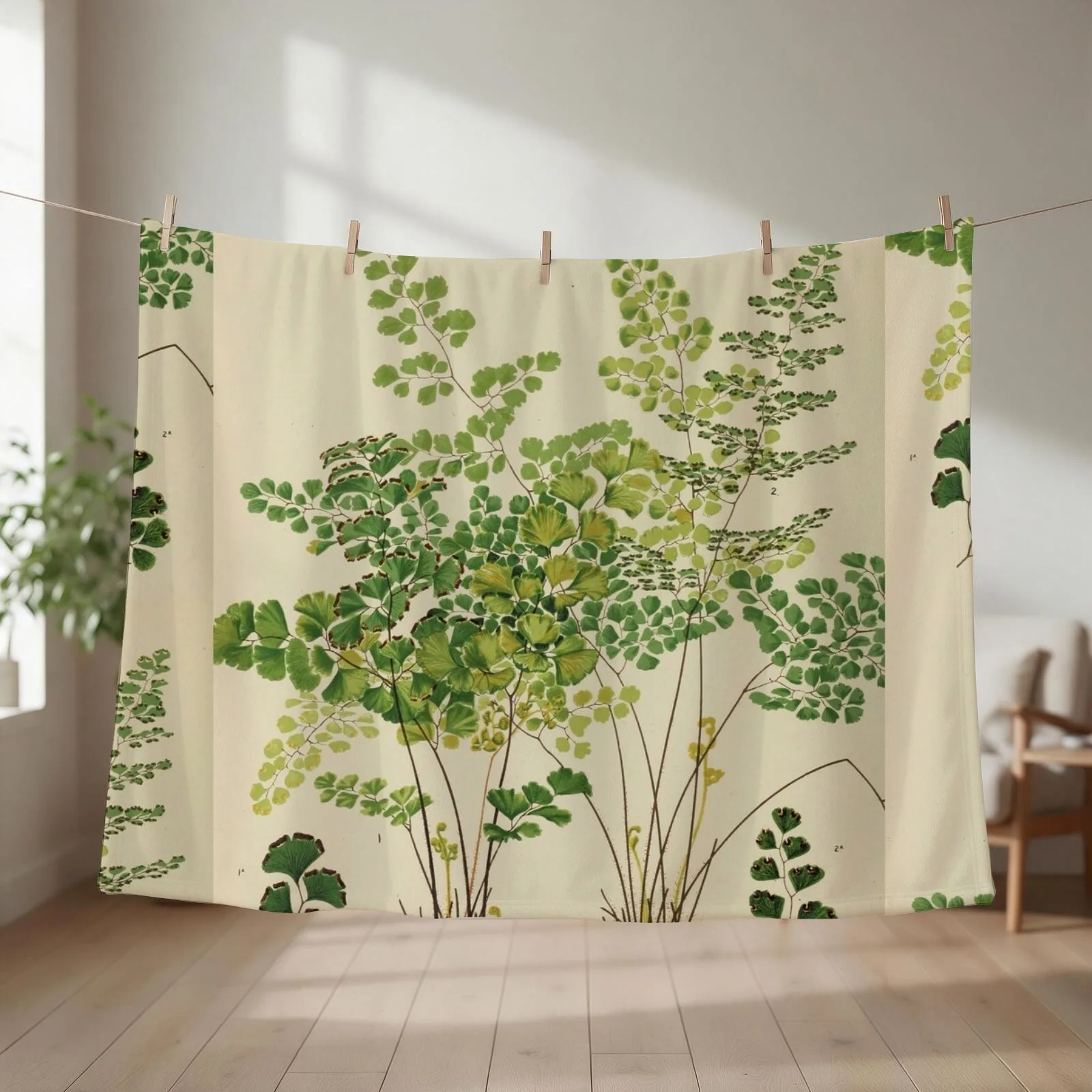 Maidenhair Ferns Throw Blanket couch cozy soft plush fuzzy picnic outdoor blanket