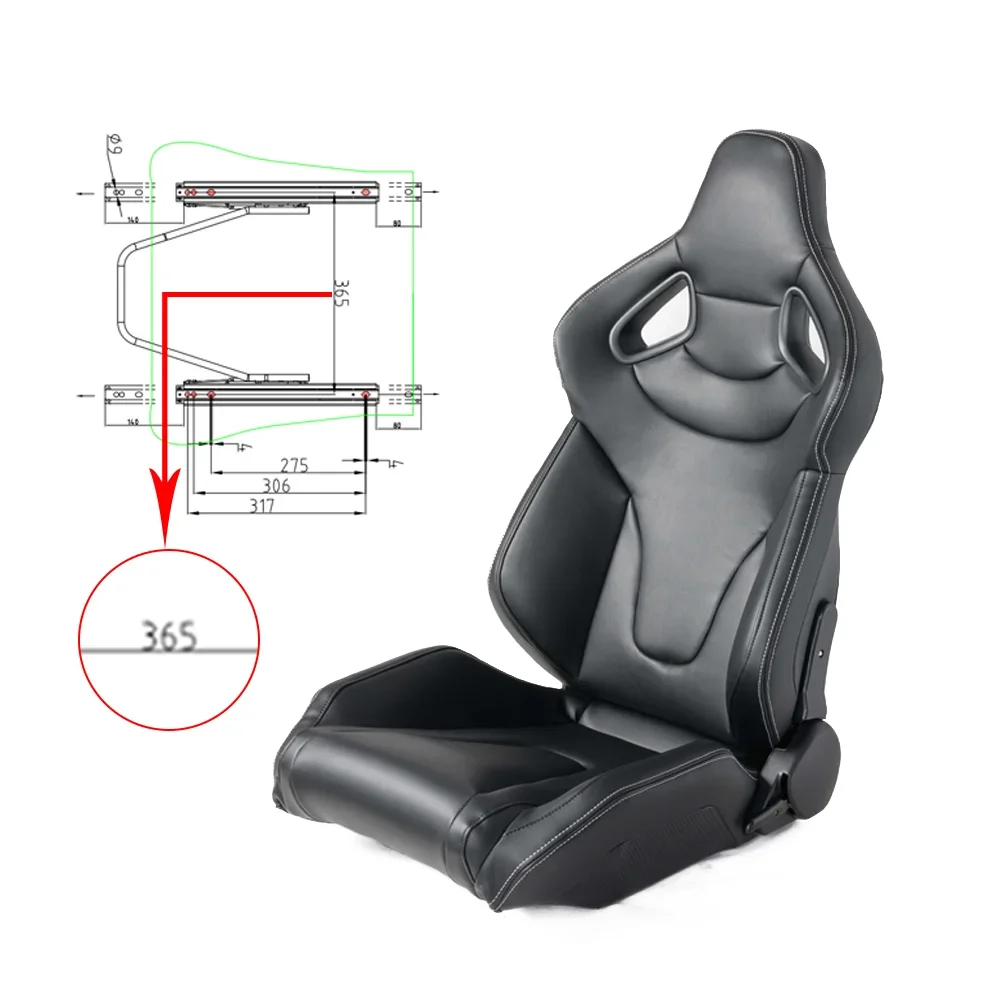 1093 Universal Sport Adjustable Auto PVC Cover Car Racing Seat