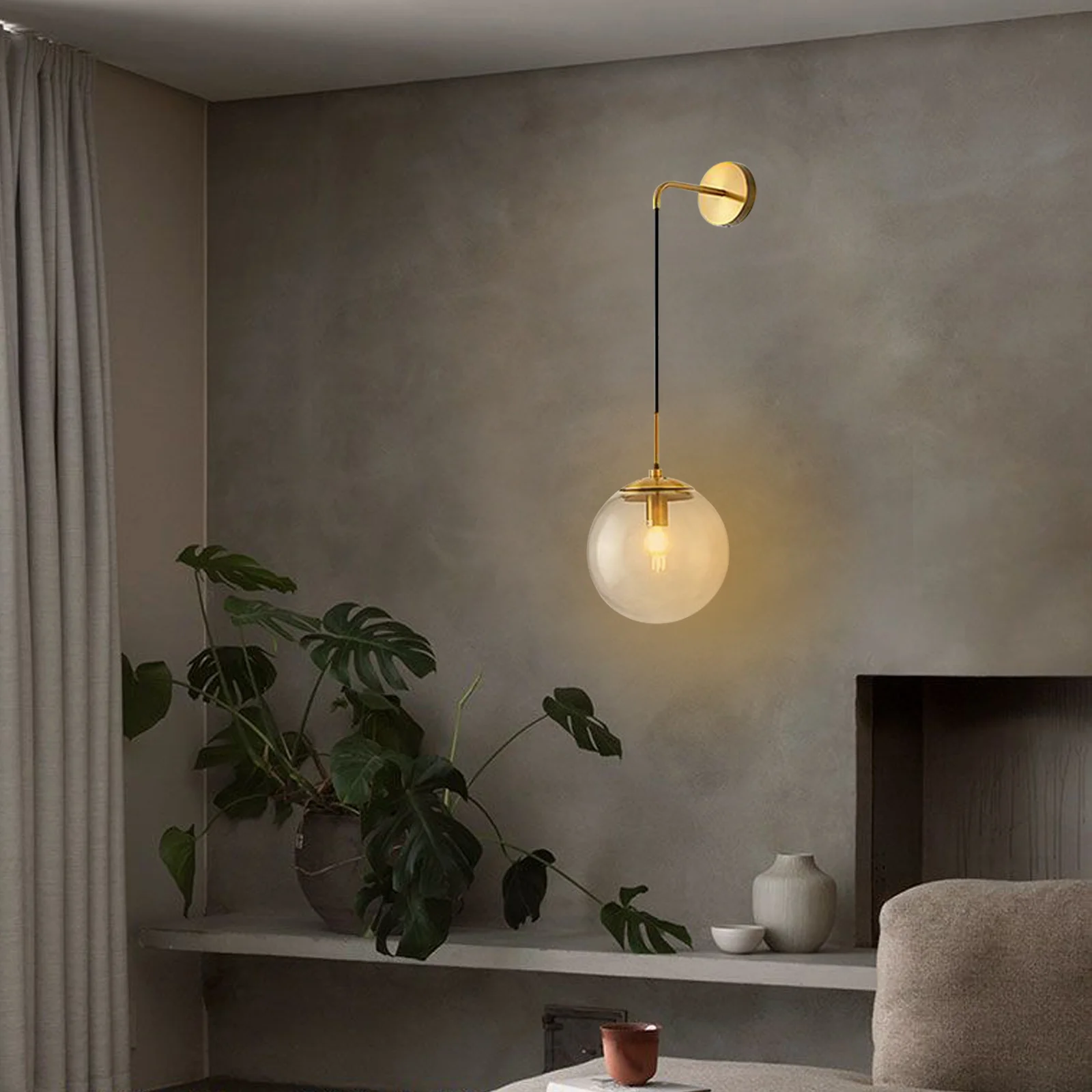 

[Globe Glass Wall Light] 1 Glass Modern Wall Light - Home Living Room Bedroom - Stylish Design Bright Soft Light Long Lasting