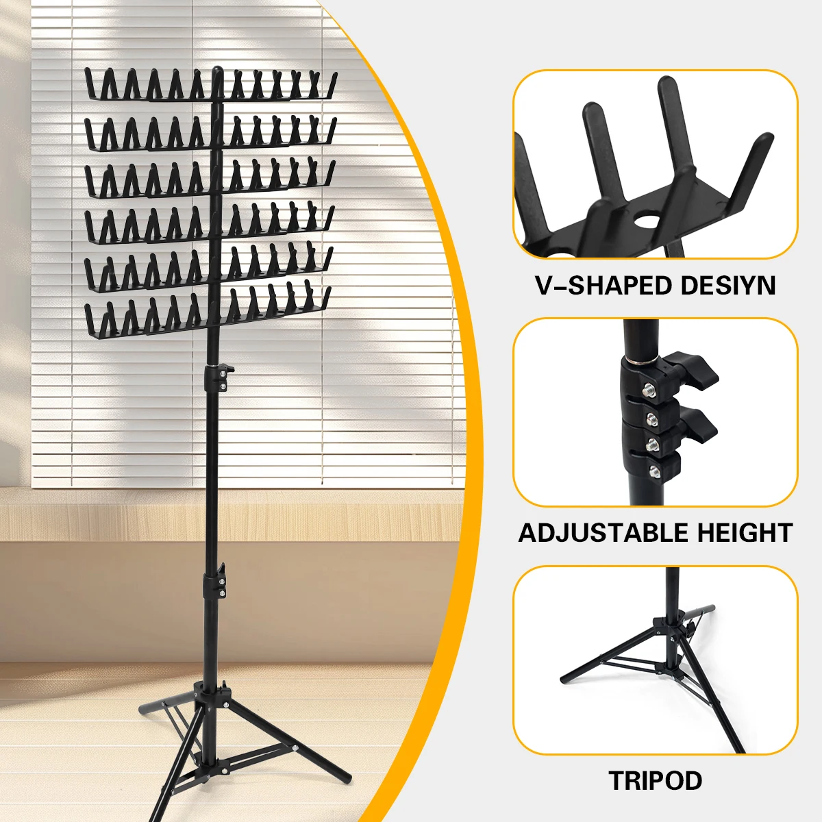 Altura ajustável Peruca Display Stand, Hair Rack, Extensão do cabelo, Styling Tools, Em pé, Trança, 144 Pegs