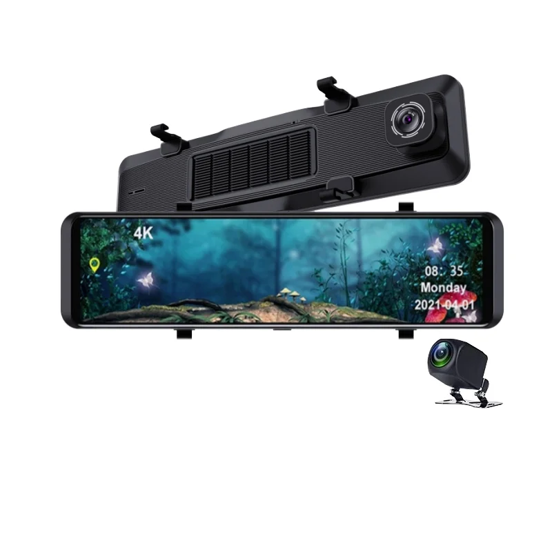12 Inch 4K Android Auto Carplay GPS IPS Dash Cam 2160P Touch Screen Rearview Mirror Video Recorder With WiFi AUX FM BT BMW