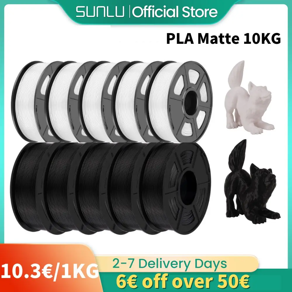 SUNLU PLA Matte 10KG1.75mm ±0.03mm 1KG/2.2LBS 3D Printer Filament PLA High Transparency Fast 2-7 days Delivery RoHS Reach