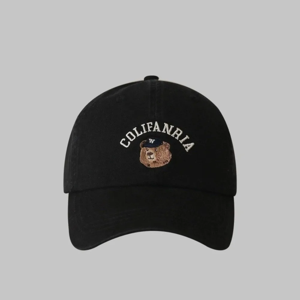 

Casual Korean Bear Embroidery Cap Solid Color Versatile Men Women Baseball Cap Sweet Cotton Snapback Hat Teenagers