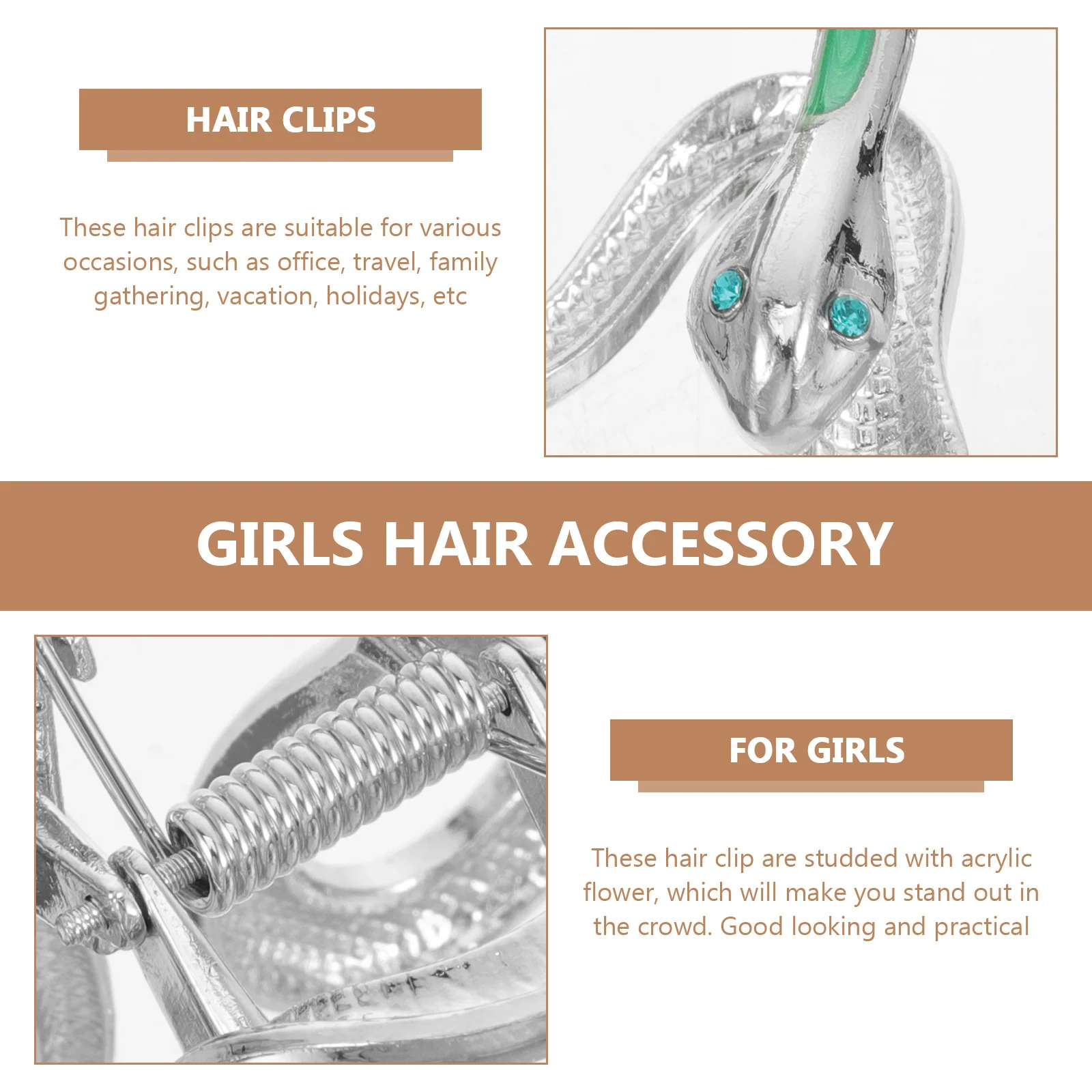 

Metal Snake Hairpin Exquisite Clip Claw for Special Occasions Holiday Festival Durable Hair Accessories