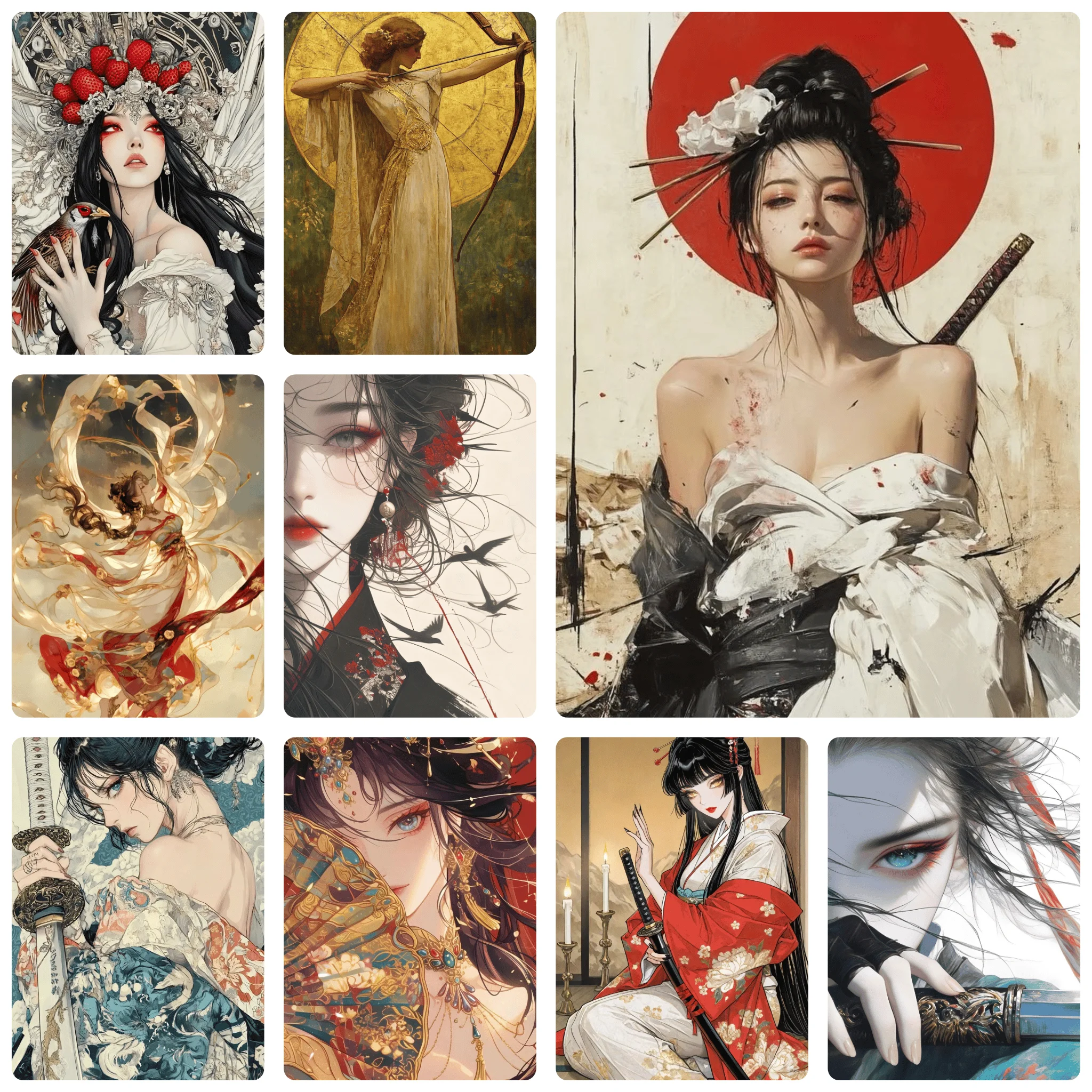 

Dark Fantasy Japanese Geisha with Katana 500PCS Jigsaw Puzzles Educational Games Colorful Puzzles Gifts Home Decor