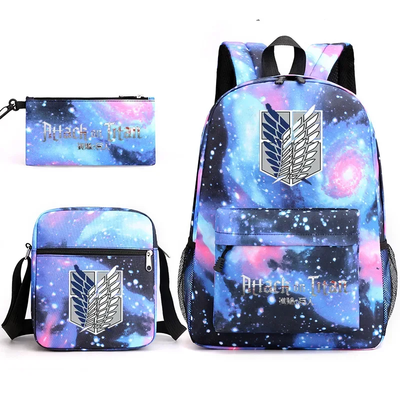 Attack on Titan EREN MIKASA Backpack Schoolbag Shoulder Bag Pencil Case Gift for Kids Students