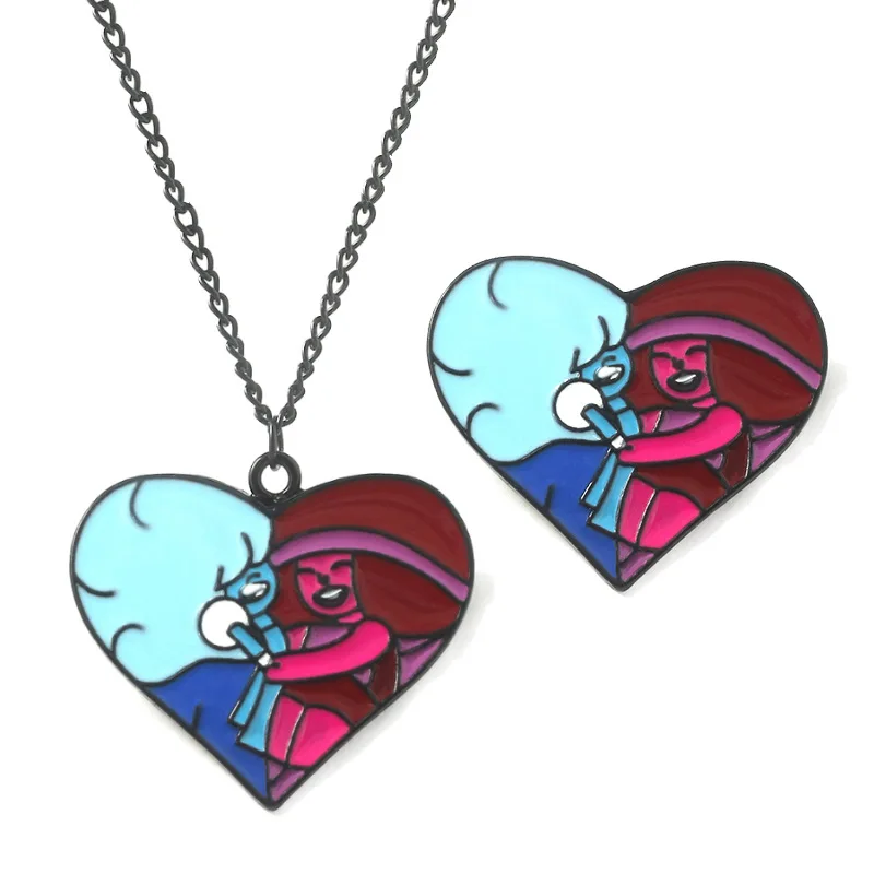 Steven and Universe Necklace Classic Cartoon Periphery Cute Enamel Heart Brooch Pendant  Jewelry Gift for Movie Fans