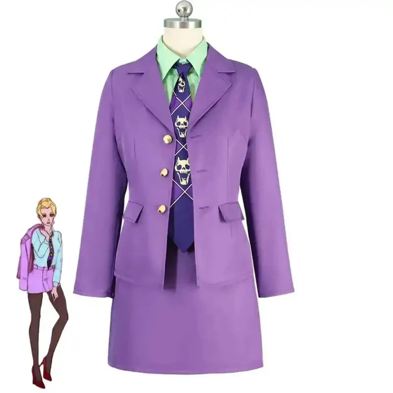

6'h\b/5;e,8\v,5/Anime JoJo's Bizarre Adventure Kira Yoshikage Cosplay Costume Purple Style Female Coat Shirt Skd;5'b\7/m'