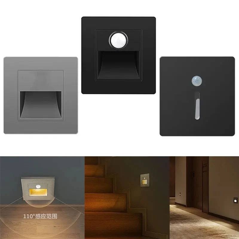 

Smart Motion Sensor LED Stair Footlight Indoor Outdoor Stair Wall Lamp Recessed LED Step Light Staircase Bedroom Decoration