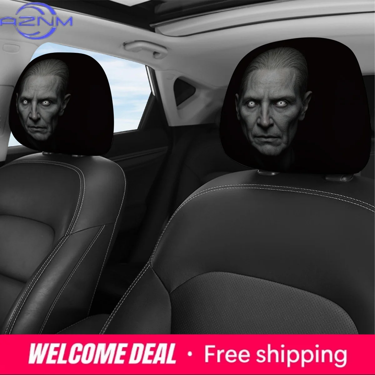 Set of 2 Unique Car Headrest Covers Ideal for Enhancing Your Vehicle'S Interior Spooky Decorations for Halloween And Christmas