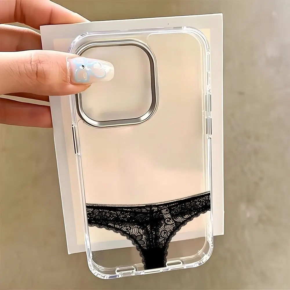 Funny panties  Phone Case For iPhone17 16 15 14 13 12 11 Pro Max Plus Chrome Button Camera Ring Transparent Case