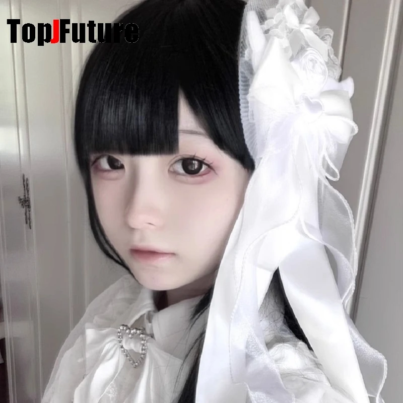 Gothic Harajuku Y2K girl Dark gothic punk subculture super duża kokarda biała Lolita krawędź klip opaska na głowę spinki do włosów spinka do włosów — zdjęcie 7