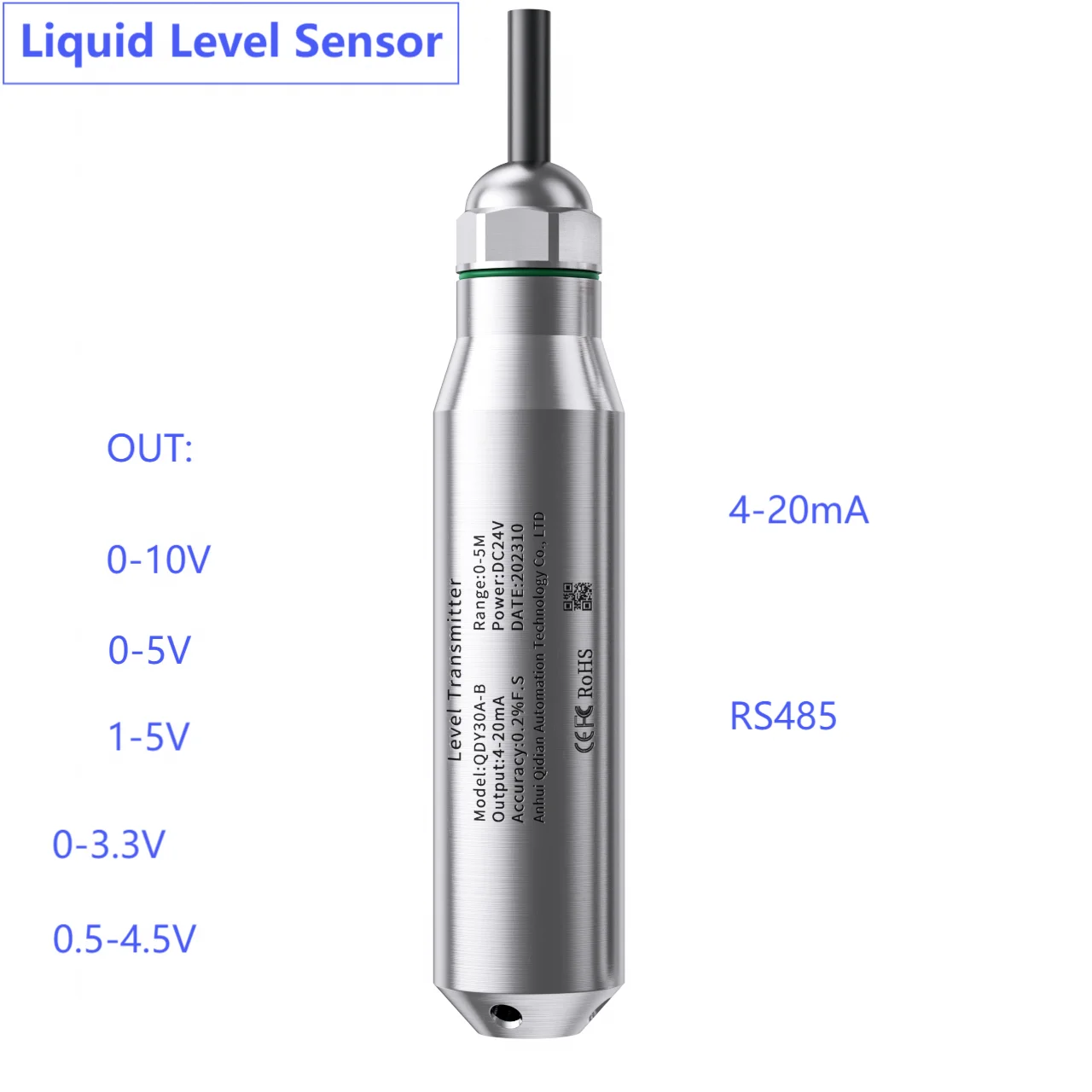 0-10V Liquid Level Sensor Transmitter Submersible Liquid Level Sensor 4-20mA 0-5V Water Level Transducer 0-3.3V 0.5-4.5V