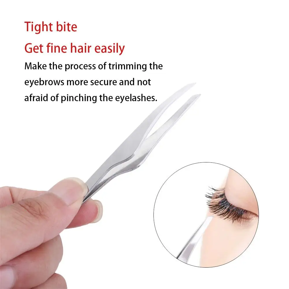 steel Gold Slanted Head Makeup Beauty Tools Fine Hairs Lash Hairs Puller Eyelash Tweezers Eye Brow Clips Eyebrow Tweezer