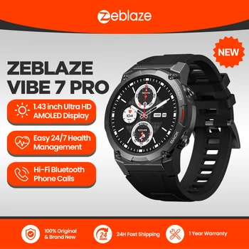 Zeblaze VIBE 7 PRO Smart Watch 1.43'' AMOLED Screen Make/Receive Phone Calls Health Management Sports Smartwatch Men Zeblaze VIBE 7 PRO Smart Watch 1.43'' AMOLED Screen Make/Receive Phone Calls Health Management Sports Smartwatch Men