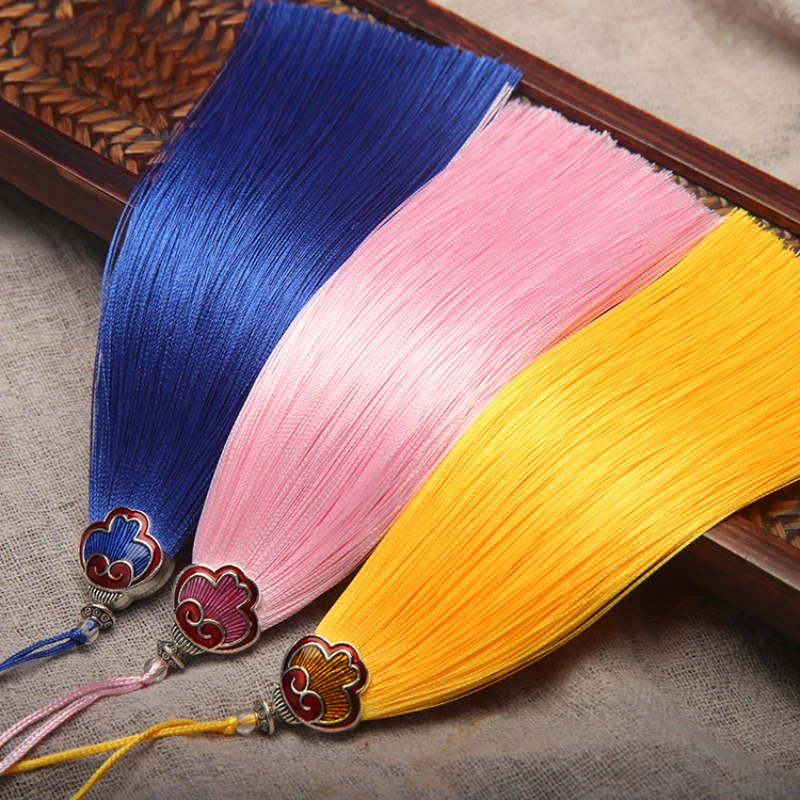 3Pcs 13cm Silk Tassel Charms Brush Tassels With Antique Silver Caps For DIY Jewelry Making Handmade Earrings Pendant Accessories