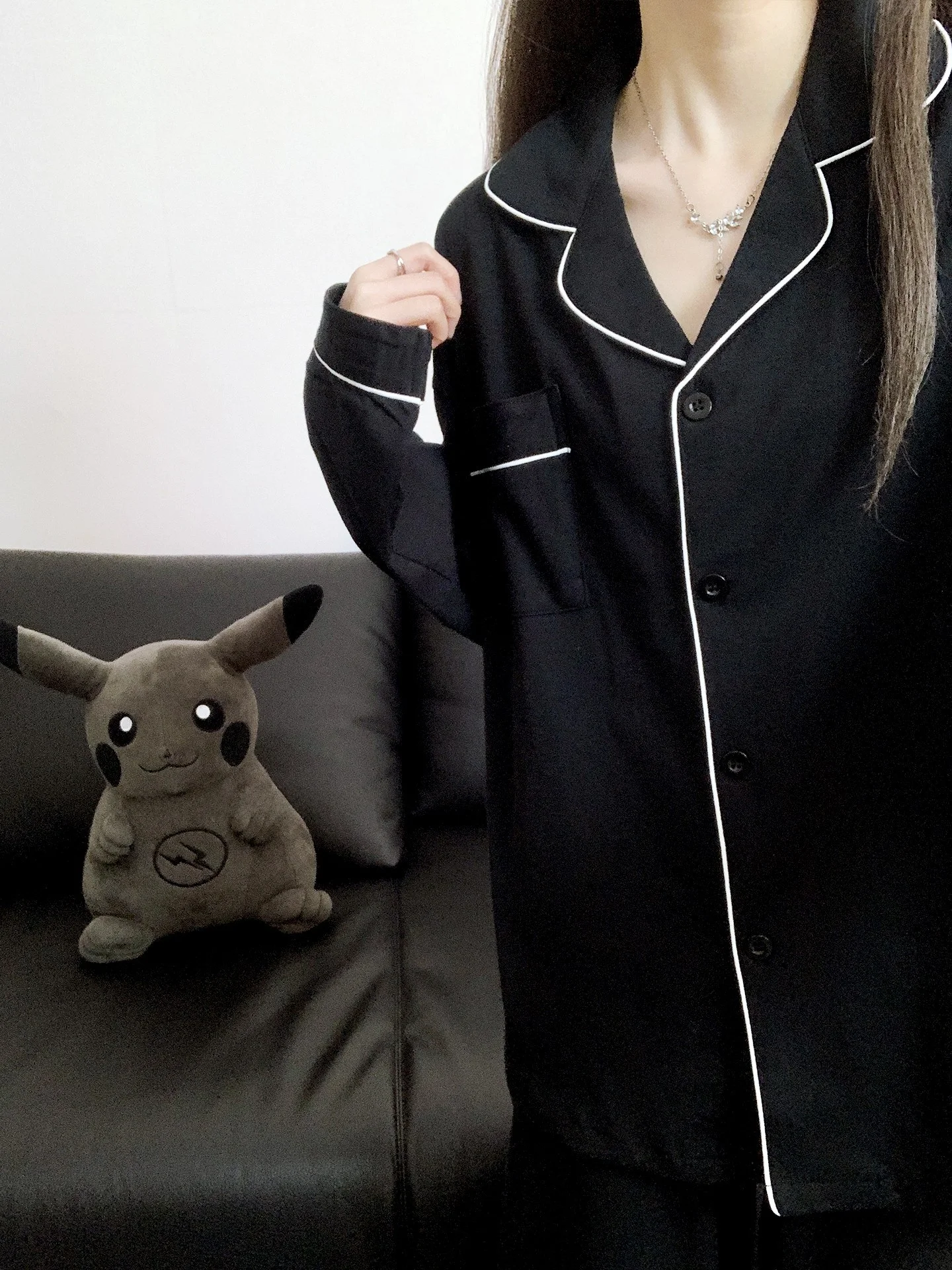 

Cotton Pajamas Couple Sleepwear Long Sleeve Long Pants Home Clothes Set Men's Black Color New 2026 Korean Style Spring ...