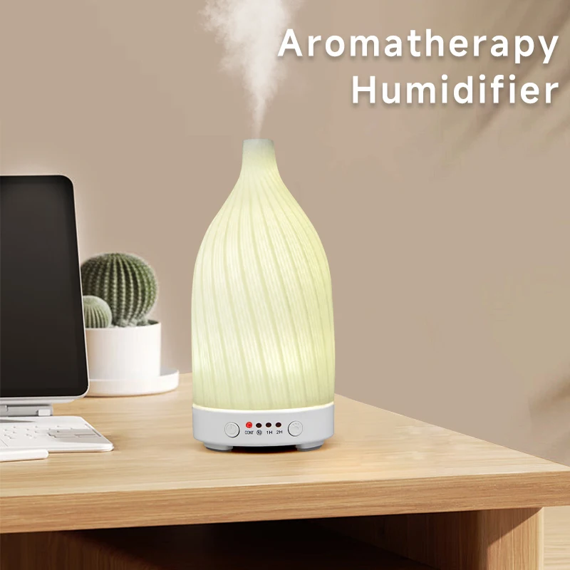 Essential Oil Diffuser White Ceramic Humidifier 100ml Timing with Night Light Auto Off Home Office Humidifier Scent Diffusers