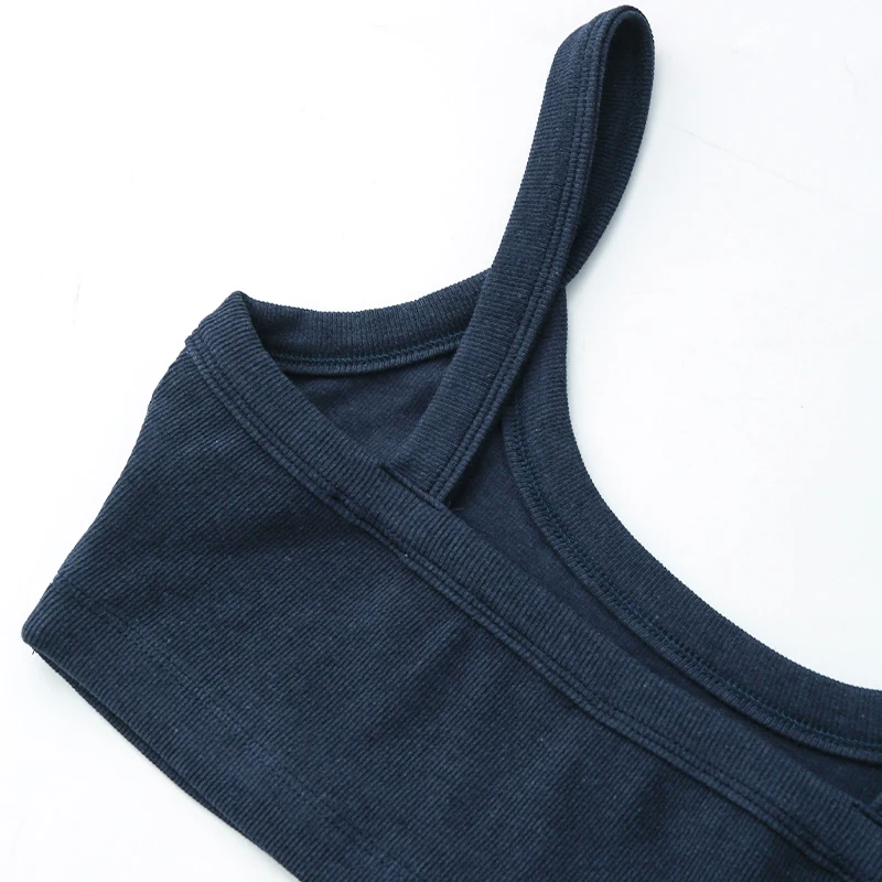 Gestrickte Baumwolle Frauen Rohr Top Stretchy Rippen Ärmellose Streetwear Schlank Weiß Crop Tops Sexy Sommer Tops Cami Femme – Detail 23