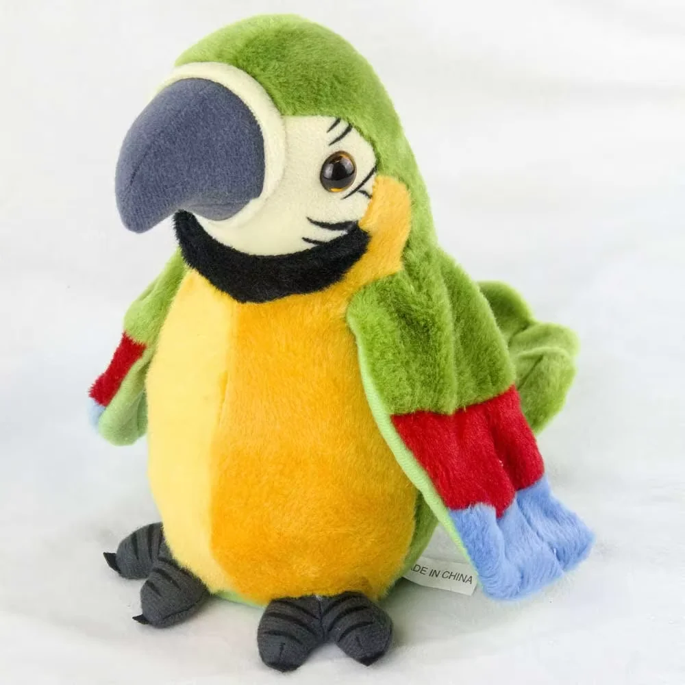 Robot Parrot Toys Talking Electronic Animal USB Charge Plush Interactive Parrot Pet Sing Songs Clap Wings Music Toy For Kids