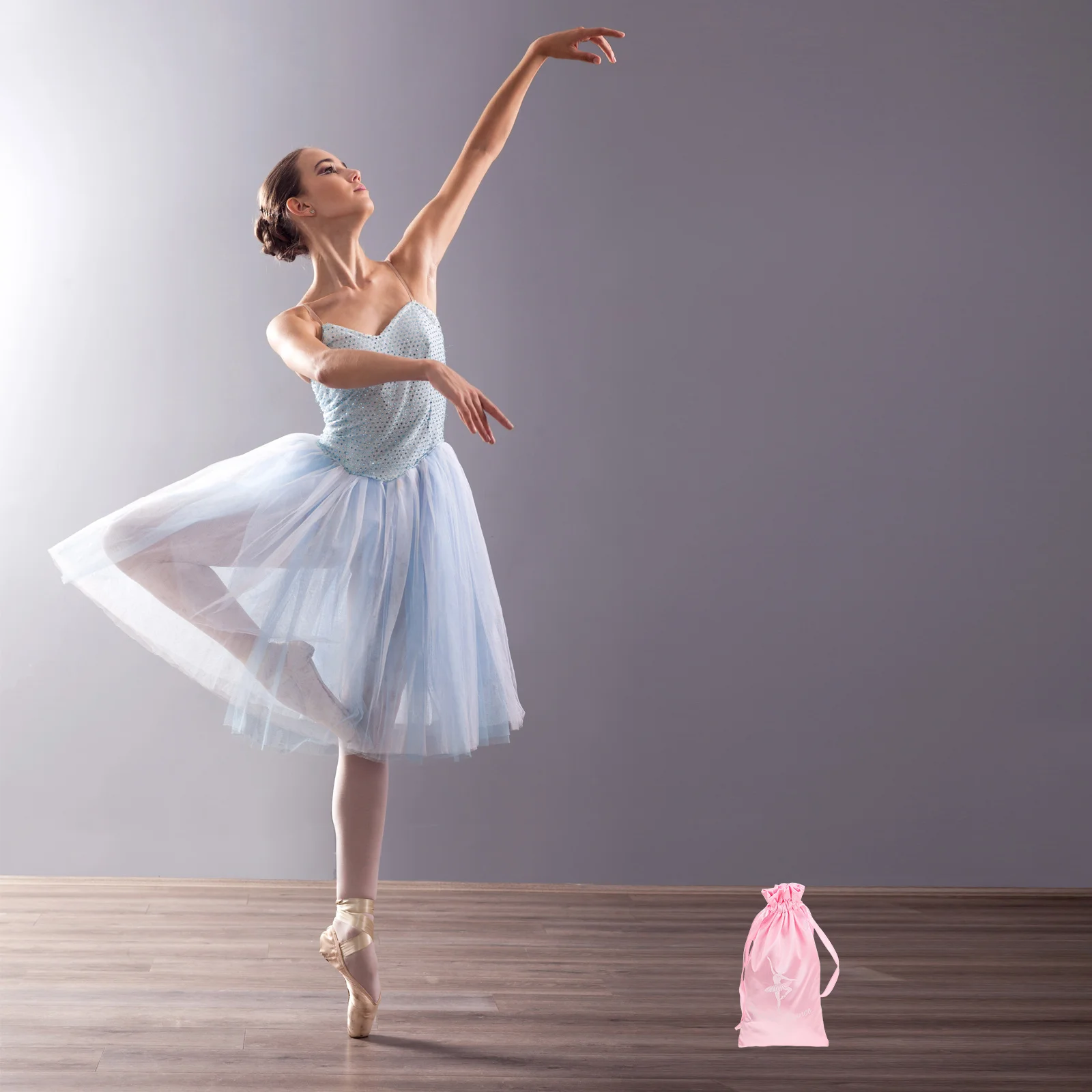 حقيبة تخزين الباليه مقاس M حقيبة أحذية الرقص برباط من الساتان للفتيات والنساء منظم السفر المحمول حامل الأحذية بوانت #2