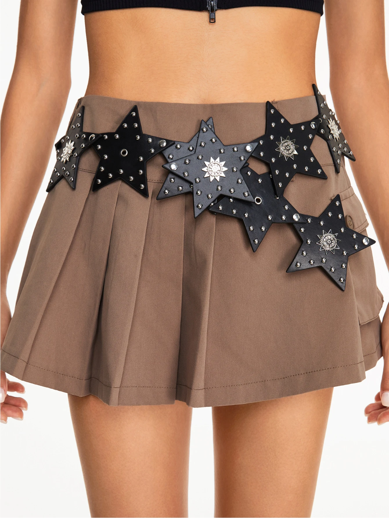 Pentagram PU Leather Waist Belt Vintage Street Fashion Women's Belt Versatile Cinched Studded Leather Belt