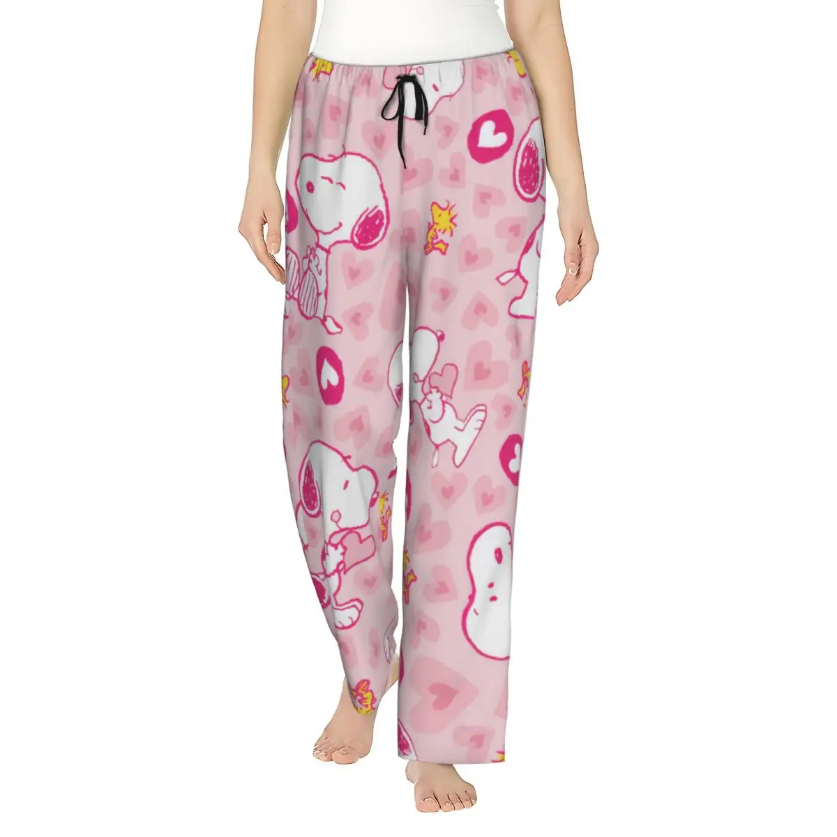 

Custom Cartoon Snoopy Woodstock Animation Pajama Pants Women's Sleepwear Lounge Sleep Bottoms Stretch with Pockets