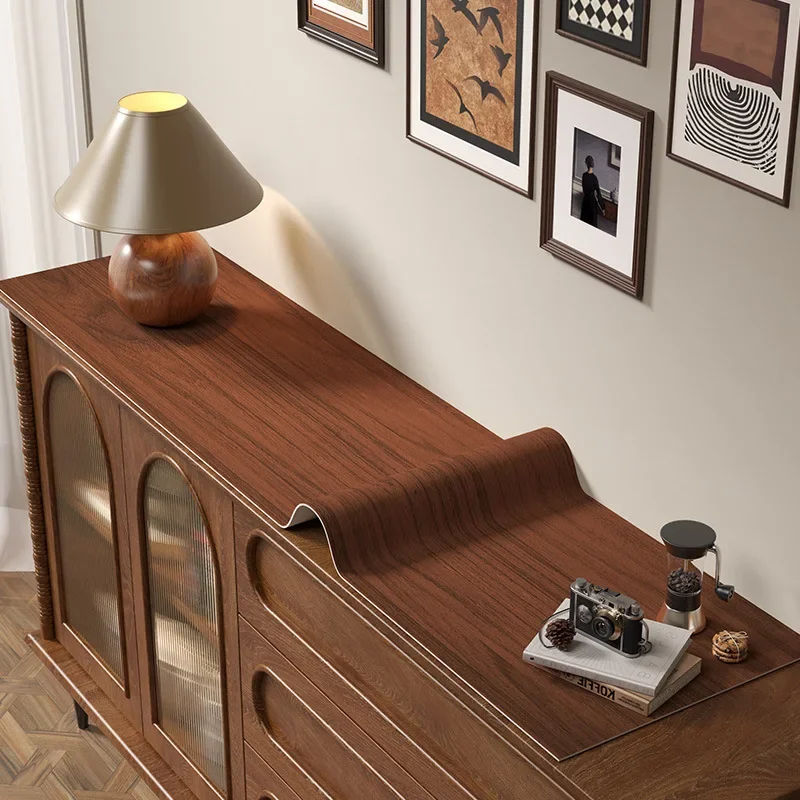Black Walnut Imitation Wood TV Cabinet Mat Waterproof Entryway Shoe Cabinet Sideboard Table Protector Cover Mat Stain Resistant