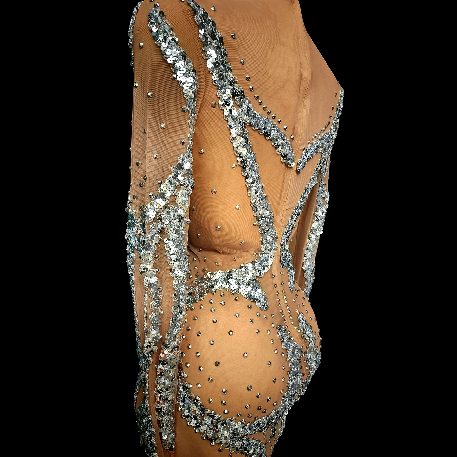 Rhinestone Bodysuit for Women Sparkly Jumpsuit Sexy Club Party Dance Costume Performance Wear Bodysuit Drag Queen