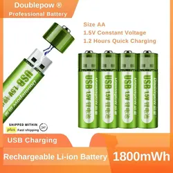 ダブルヘッド-充電式リチウム電池1.5V,1800mwh,USB,電気玩具用aa,リモコン,ファン