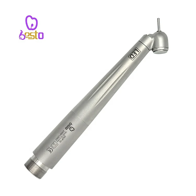 LED High Speed Handpiece 45 Degree  Surgical Air Turbine Stainless Steel Tip 2 Holes for Molar Region