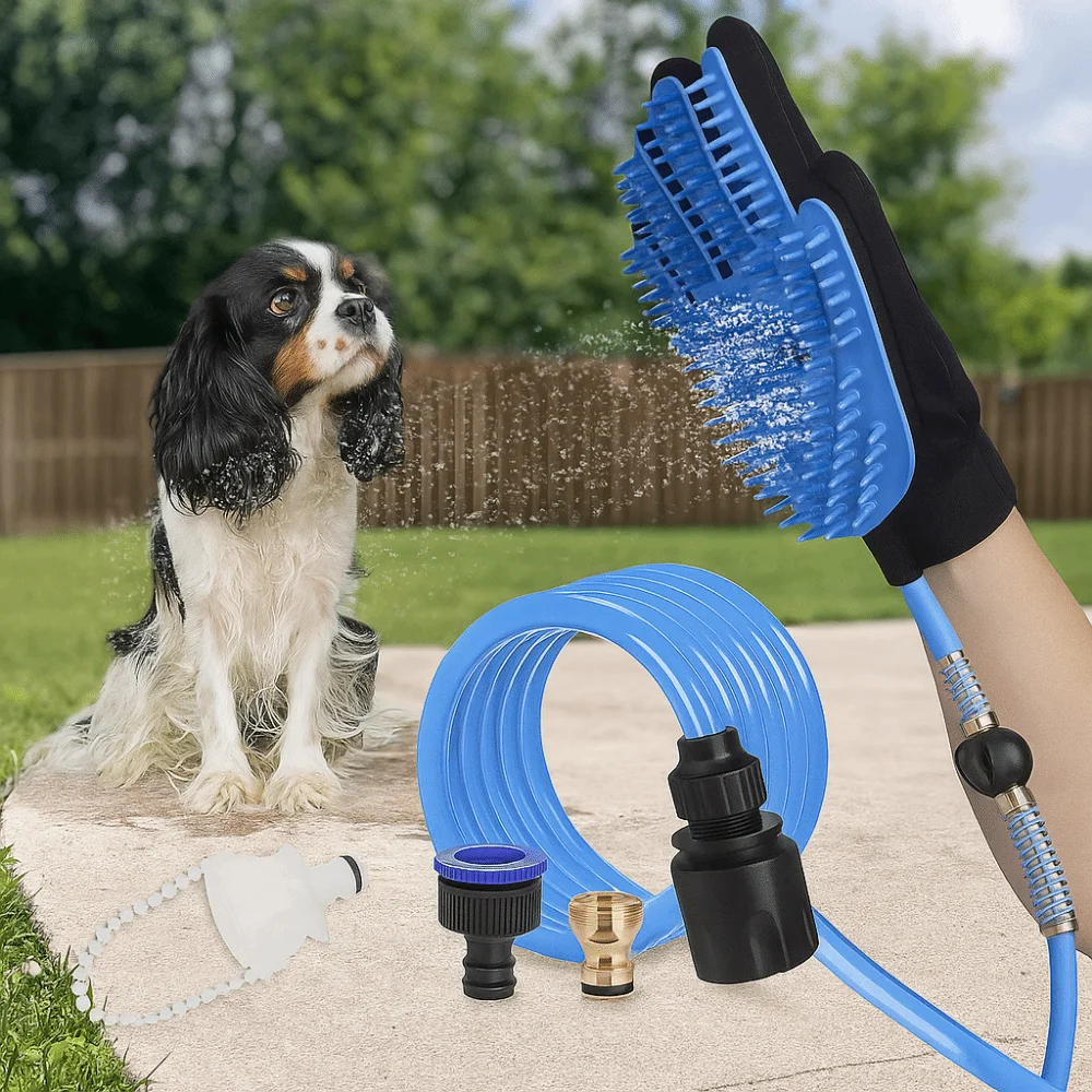 قابل للتعديل الحيوانات الأليفة رذاذ الاستحمام قفازات إزالة الشعر فرشاة صديقة للبيئة الحيوانات الأليفة رذاذ إزالة الشعر مع خرطوم توصيل #3