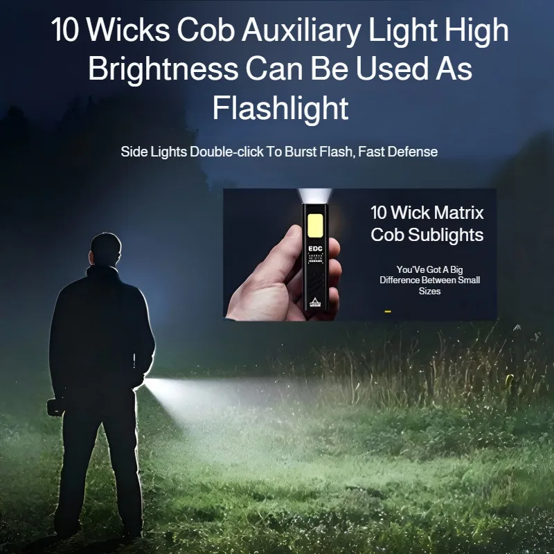 Edc Dual-Light Source Flashlight Portable Emergency Lighting Tool Magnetic Clip-on Light High-Intensity Flashlight Portable Work
