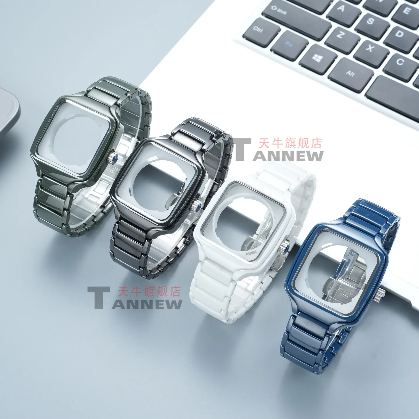 Full Ceramic Case & Strap Set for Rado True Thinline, Replacement Watch Housing and Band for R27083202 38mm
