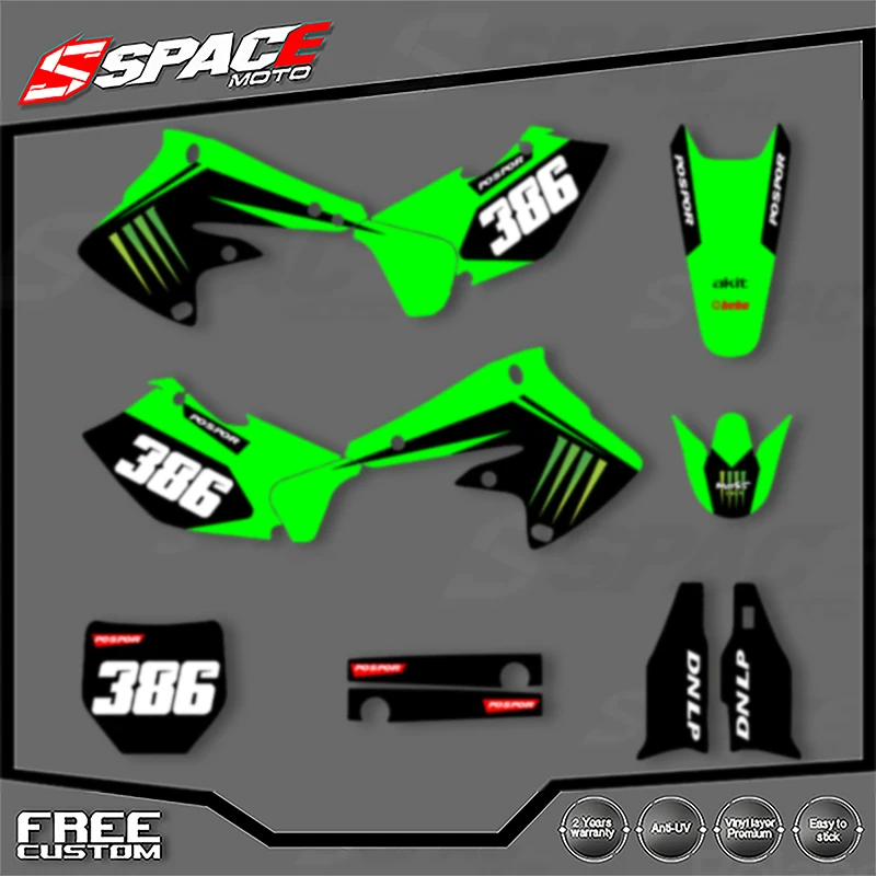 

SPACE Motorcycle Graphics Decals Stickers for KAWASAKI KXF250 2004 2005 Decals Stickers Kits 002