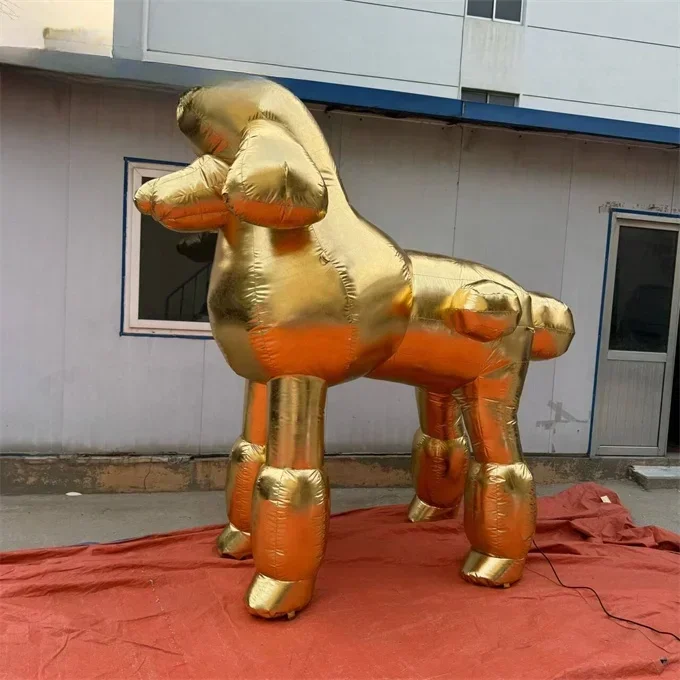 Golden inflatable dog model animal, customized advertisement for poodle