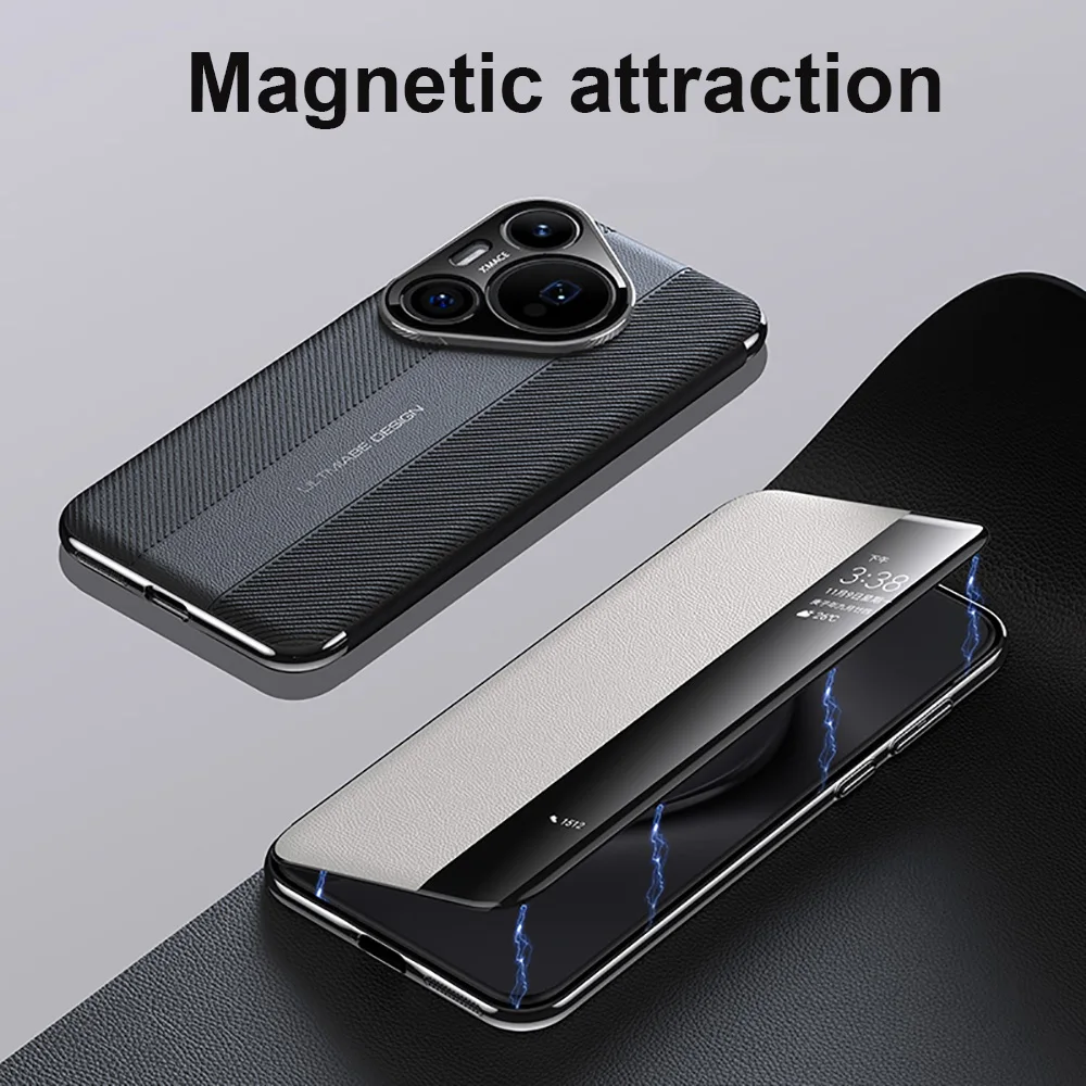 حافظة لهاتف هواوي بورا 80 الترا حافظة فاخرة راقية للأعمال حافظة جلدية مغناطيسية Pura 70 Pro Plus