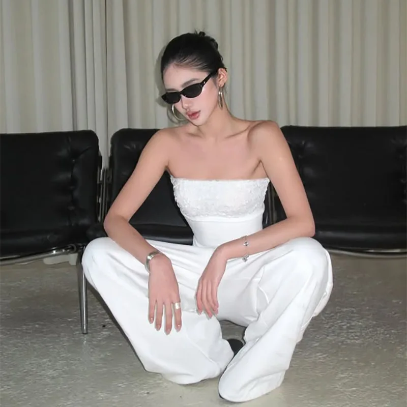 Puloru Fairycore الأبيض أنبوب القمم المرأة الصيف شيك قارب الرقبة المرقعة Bandeaus 2000s عارية الذراعين حمالة اقتصاص سترات #6