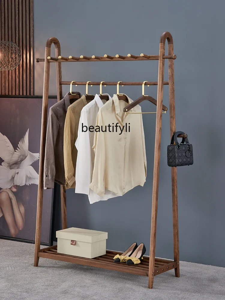 X Floor-standing bedroom clothes hanger storage multifunctional living room entrance new Chinese style light luxury creative