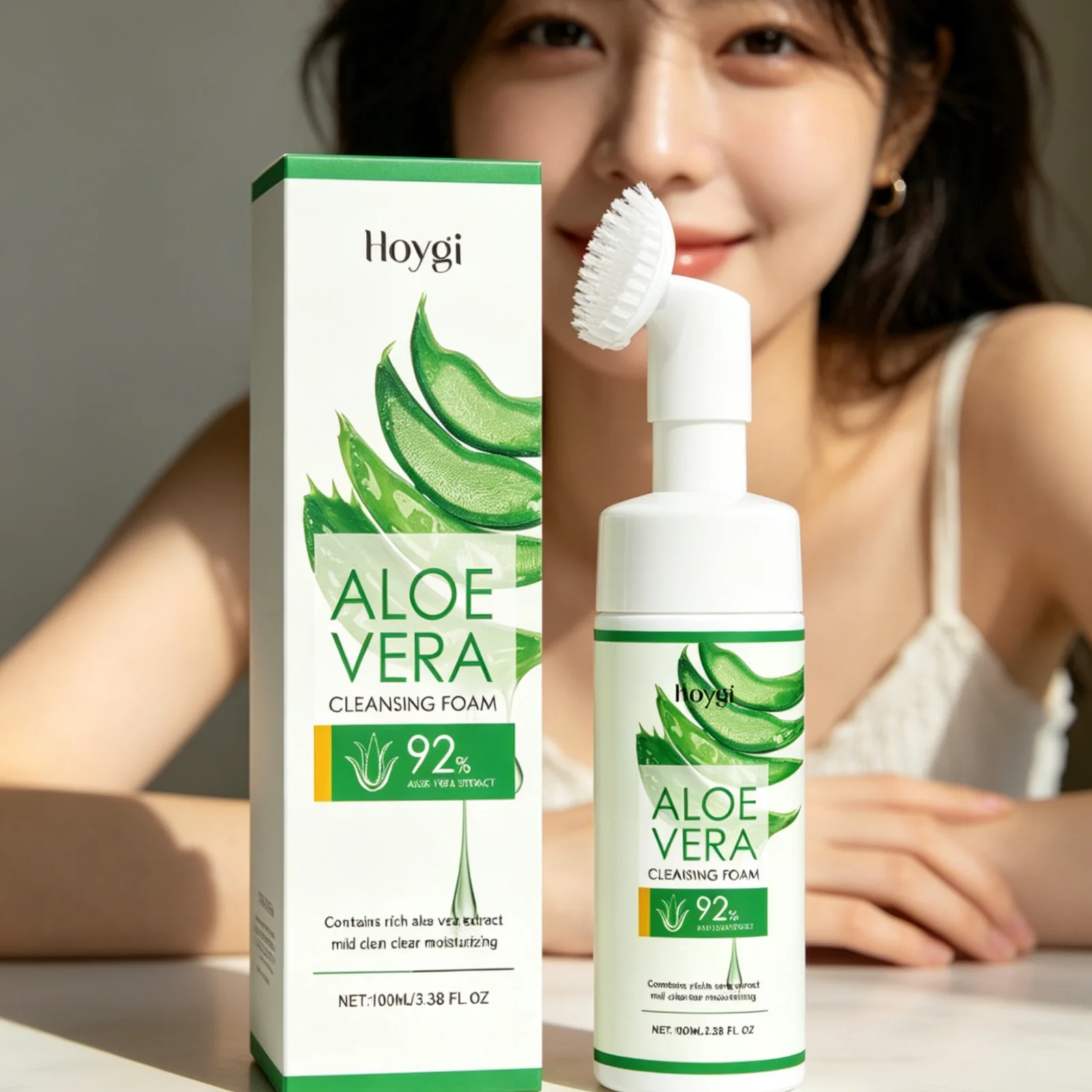 Hoygi Aloe Vera Cleansing Foam Oil Control Prevent Pore Clogging Repair Damaged Skin Soothing Care Facial Cleansing Foam 100ml
