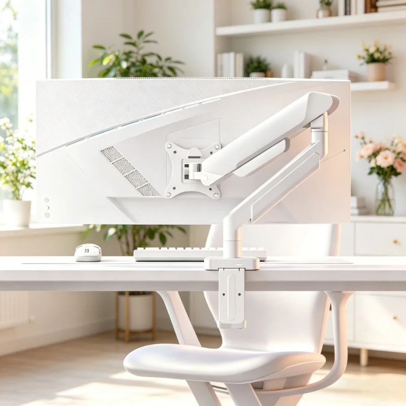 Soporte para Monitor Blanco y Negro, Ajustable de 13 a 35 Pulgadas, Soporte de Escritorio que Ahorra Espacio para Oficina, Regalo Ideal