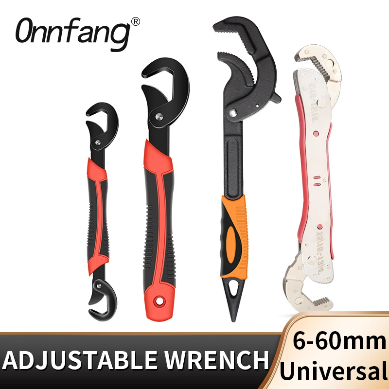 Onnfang 6-60mm Universal Wrench Multi-function Wrench Tool Home Repair Key Hand tool Adjustable Purpose Universal Pipe Wrench