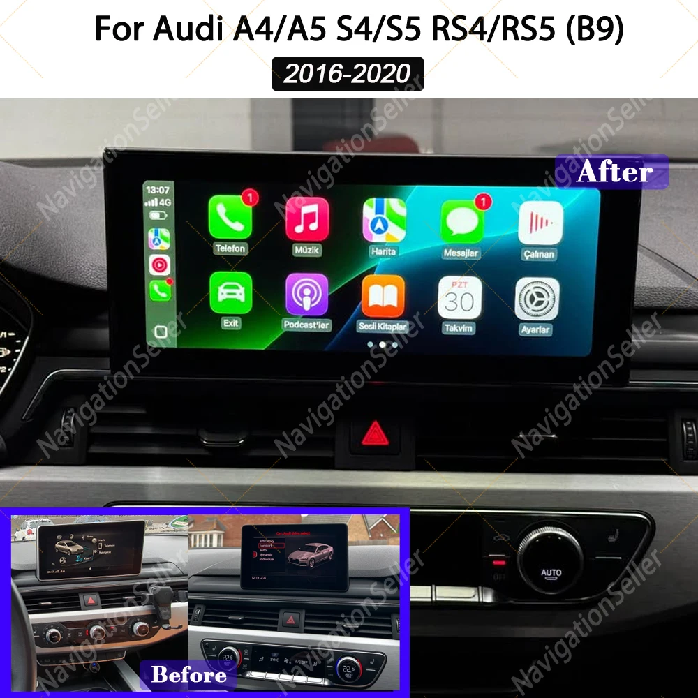 

Android Carplay For Audi A4 A5 S4 S5 RS4 RS5 B9 2017-2020 Autoradio Touch Screen Multimedia Navigation Gps Auto Stereo Bluetooth