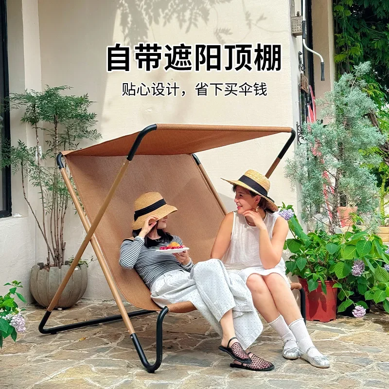 for Purple Leaf Paris Lounger Folding Chair Hotel Beach Shade Coffee Courtyard Camping Double Garden Leisure