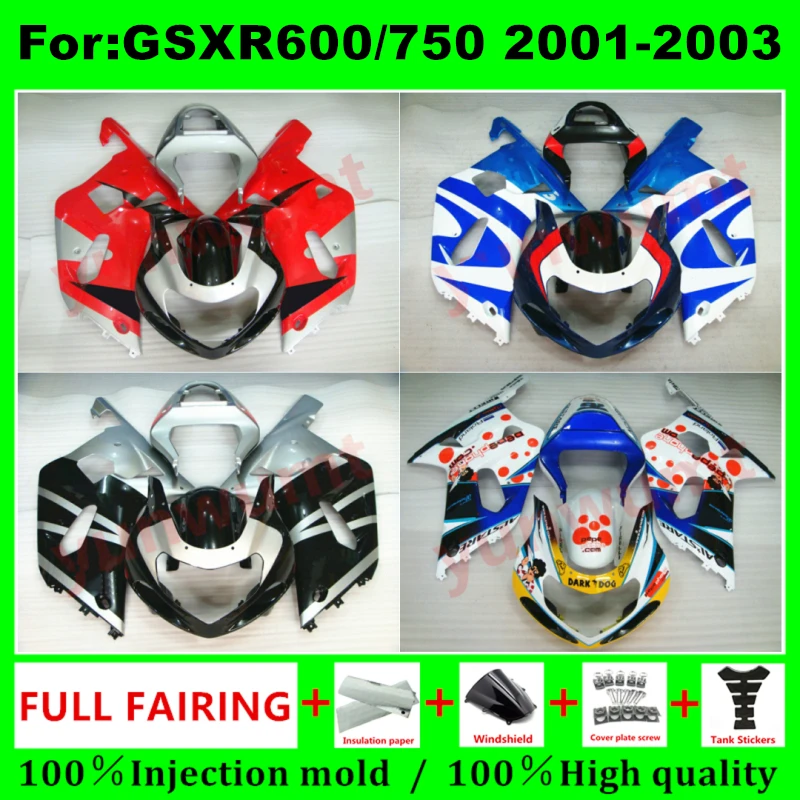 

fit for GSXR 600 750 2001 2002 2003 K6 gsxr600 gsxr750 01 02 03 full Fairing ABS Body Kit Motorcycle bodywork Fairings kits zxmt