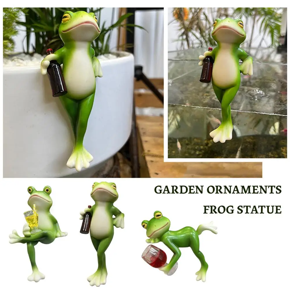 Frog Ornament Resin Decorative Cartoon Animal Hand-Painted Sitting Lying Down Standing Frog Figurines Garden Home Decoration