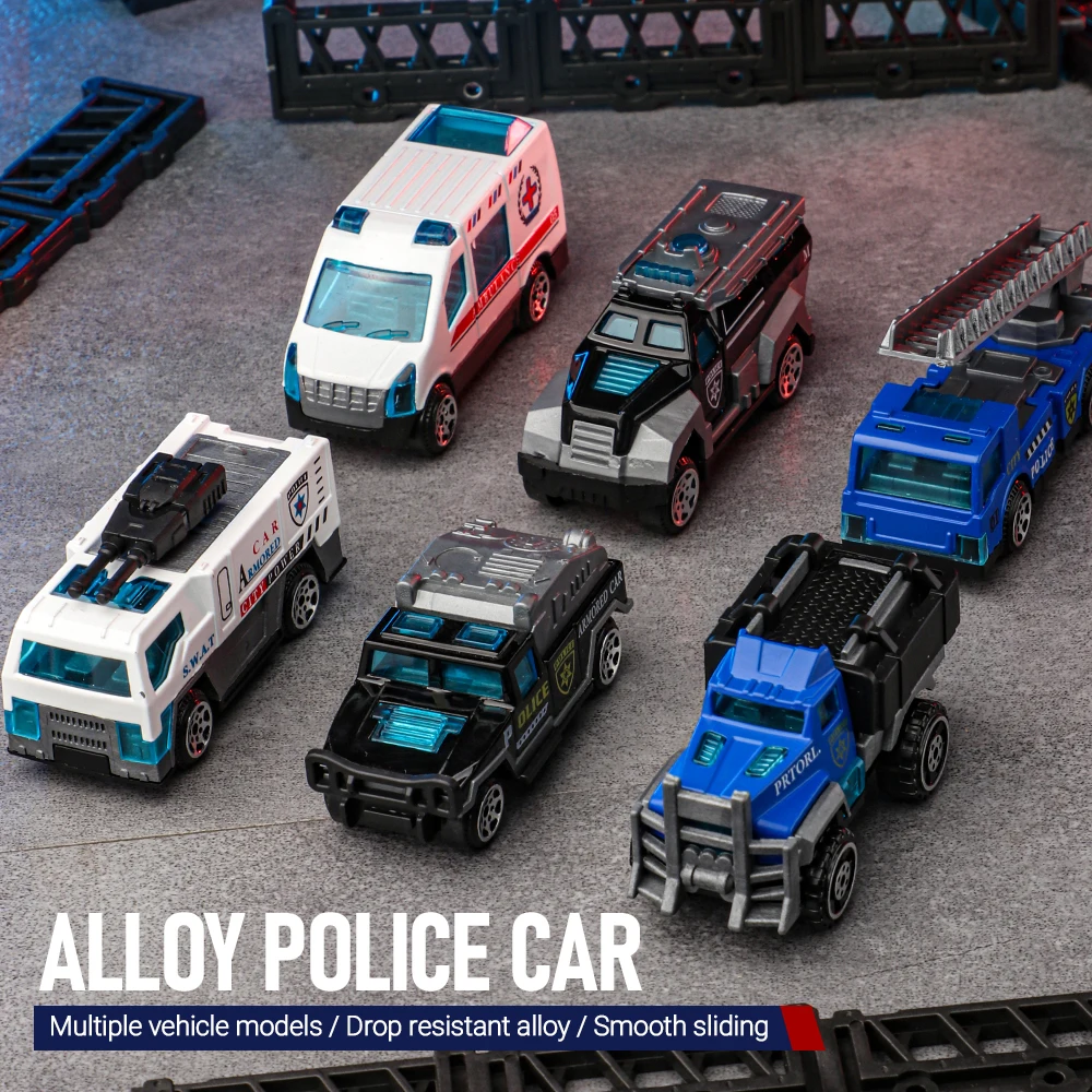 Mini coche de aleación 1:64, ambulancia fundida, modelo de policía, vehículo deportivo, colección de simulación, regalos, juguetes para niños ﻿