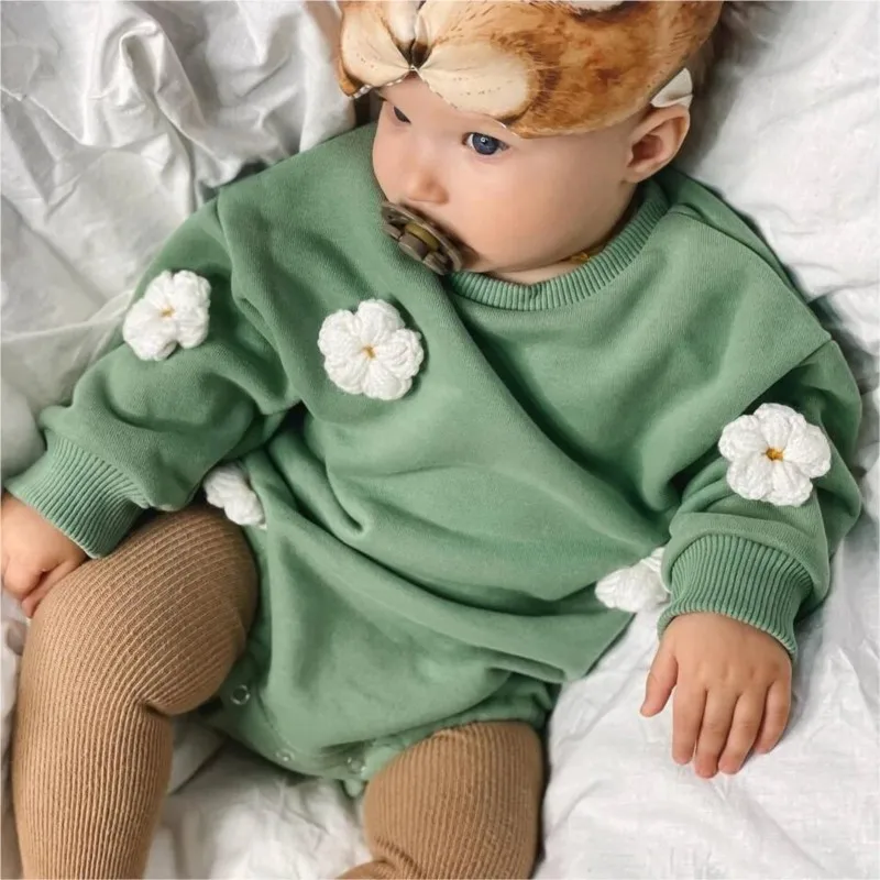 Newborn Baby Girl Boy Sweatshirt Romper 3D Cloud Flower Cotton Onesie Infant Toddler Longsleeve Jumpsuit Baby Clothes 3-18M